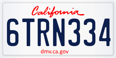 CA license plate 6TRN334