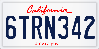 CA license plate 6TRN342