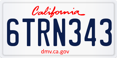 CA license plate 6TRN343