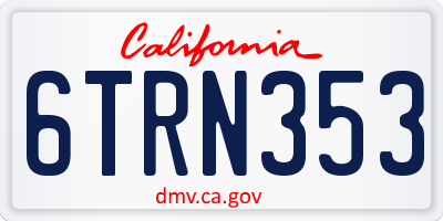 CA license plate 6TRN353