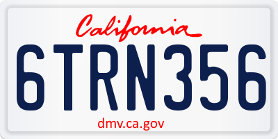 CA license plate 6TRN356