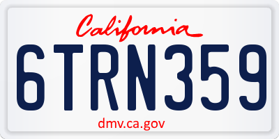 CA license plate 6TRN359