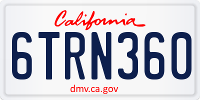 CA license plate 6TRN360