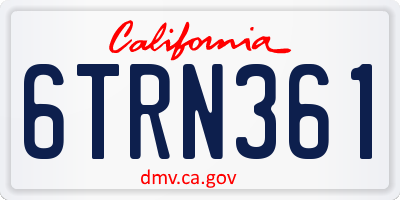 CA license plate 6TRN361