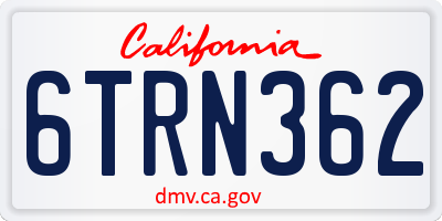 CA license plate 6TRN362