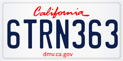 CA license plate 6TRN363