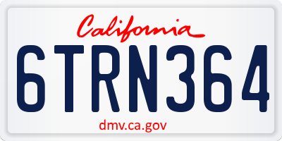 CA license plate 6TRN364