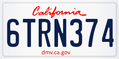 CA license plate 6TRN374