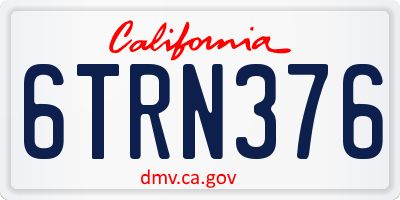 CA license plate 6TRN376