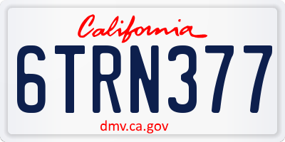 CA license plate 6TRN377