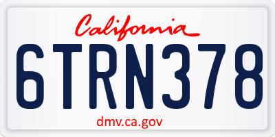 CA license plate 6TRN378