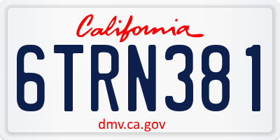 CA license plate 6TRN381