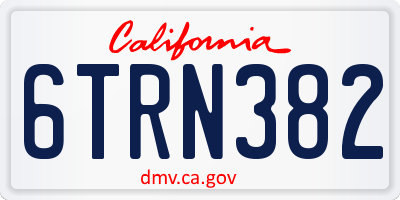 CA license plate 6TRN382