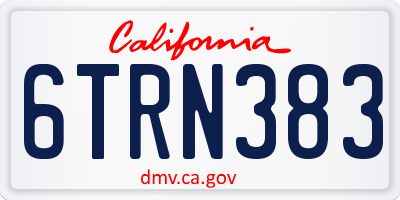 CA license plate 6TRN383