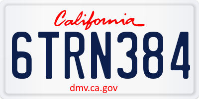 CA license plate 6TRN384