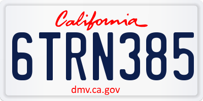 CA license plate 6TRN385