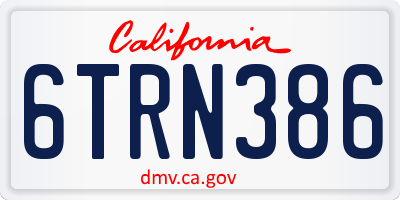 CA license plate 6TRN386