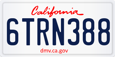 CA license plate 6TRN388