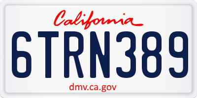 CA license plate 6TRN389
