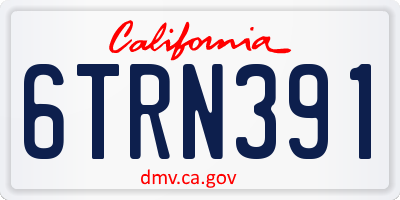 CA license plate 6TRN391