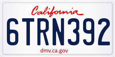 CA license plate 6TRN392