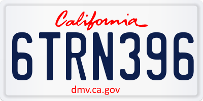 CA license plate 6TRN396