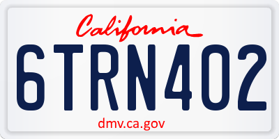 CA license plate 6TRN402
