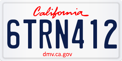 CA license plate 6TRN412
