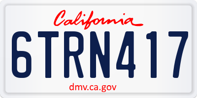 CA license plate 6TRN417