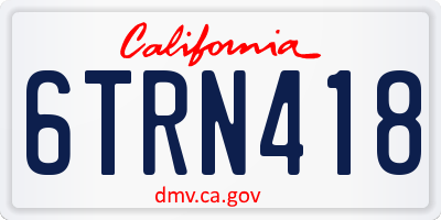 CA license plate 6TRN418