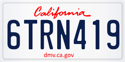 CA license plate 6TRN419