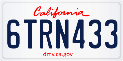 CA license plate 6TRN433