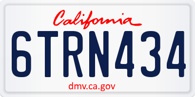 CA license plate 6TRN434