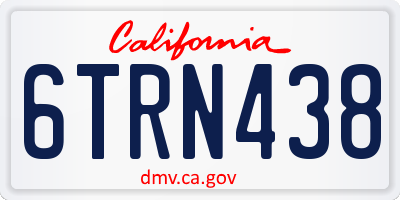 CA license plate 6TRN438