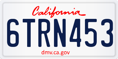 CA license plate 6TRN453