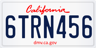 CA license plate 6TRN456