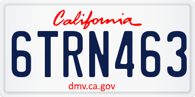 CA license plate 6TRN463