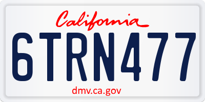 CA license plate 6TRN477