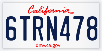 CA license plate 6TRN478