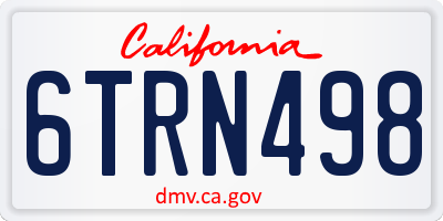 CA license plate 6TRN498