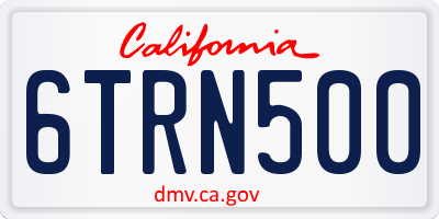CA license plate 6TRN500