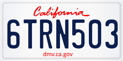 CA license plate 6TRN503