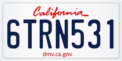 CA license plate 6TRN531