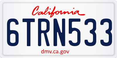 CA license plate 6TRN533