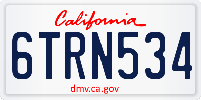 CA license plate 6TRN534