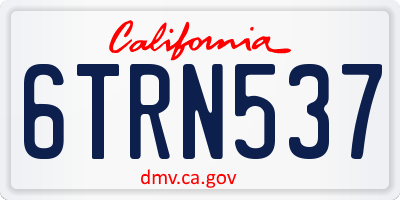 CA license plate 6TRN537