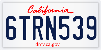 CA license plate 6TRN539