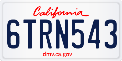 CA license plate 6TRN543