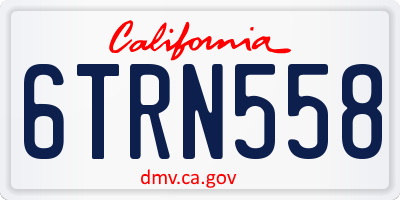 CA license plate 6TRN558