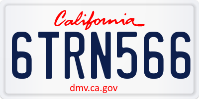 CA license plate 6TRN566